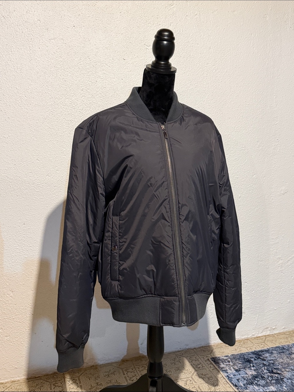 Velvet by Graham & Spencer Men's Charcoal Black Bomber Jacket